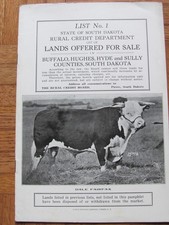1927 CATALOG BOOKLET SOUTH DAKOTA FARMLAND SALE BUFFALO HUGHES HYDE SULLY COUNTY picture