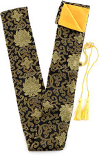 Silk Katana Sword Carrying Bag Case for Japanese Samurai, Black and Gold Brocade picture