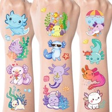 Colorful Axolotl Temporary Tattoos Stickers, 200+ Axolotl Birthday Decoration... picture