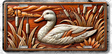 Rustic White Duck License Plate – Farm Pond Cattails Car Tag – LP-DU002 picture