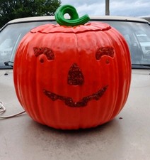 Rare Vtg Atlantic Ceramic Pumpkin Light Jack O Lantern Halloween Plug In w Lid picture