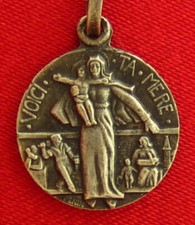 Vintage MARY Medal HERE IS YOUR MOTHER Medal 1949 MARION YEAR French PENIN Small picture