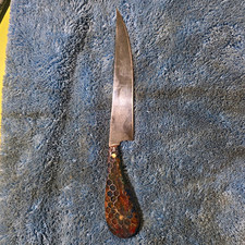 Handmade Fixed Blade Knife Drop Point Plain Edge Steel Silver Blade Wood Handle picture