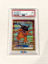 1999 Digimon Greymon PSA 9 Silver Prism Exclusive Preview #19 Holo LOW POP picture