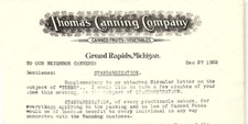 1922 THOMAS CANNING CO GRAND RAPIDS MI STANDARDIZATION UNION DEMAND LETTER Z7008 picture