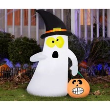 Gemmy 3.5 Ft Airblown Inflatable Ghost Candy Basket Jack O' Lantern LED Lights picture