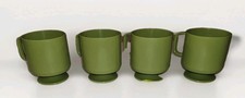 4 Vintage 70s Plastic Pedestal Stacking Cups Avocado Green picture