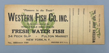c 1910 Western FISH Co FULTON MARKET Shipping Tag Antique Advertising picture