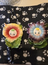 Two Vintage Ceramic Flower Head Planters picture