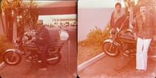 2 Vintage Photos Sexy Biker Dude Motorcycle Mustache 1980 Gay Int Bare Chest picture