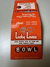 VTG 1960s Lucky Lanes Bowling Matchbook Cover San Pablo California Mid-Century picture