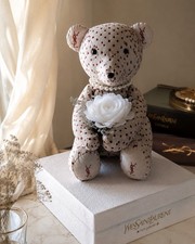 22” Vintage YSL Upcycled Pillowcase bear Handmade courier heirloom picture