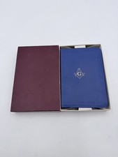 Masonic World Bible King James Version, Blue Leather 1960’s W Box Signatures VTG picture