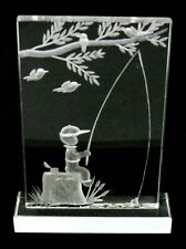 Etched Acrylic Free Standing Boy Fishing Stand-Up Display, 4 3/4