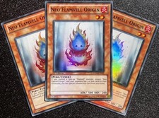 3x Neo Flamvell Origin| Full Playset | HA04-EN031 | Super Rare | 1st Edition NM picture