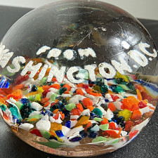 Vtg Washington DC District of Columbia Souvenir Glass Paperweight picture
