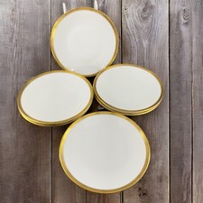 Rosenthal Germany 3680 White Gold Band Black Lines Round Dish Plate 6 Inch Set 6 picture