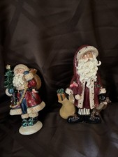 Two Santa Littles Santa With Bear And Santa With Tree picture