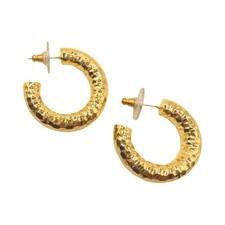 Thick Hammered Gold Hoops picture