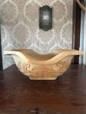 Antique Japanese Ainu Nibutani Nima Wood Carving Bowl Hand Carved Folk Art JP picture