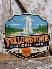 VINTAGE YELLOWSTONE PORCELAIN SIGN RARE OLD picture