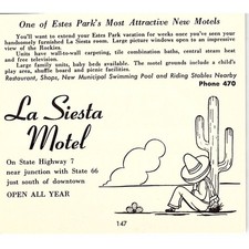La Siesta Motel Estes Park CO 1958 Ad AG1-H4 picture
