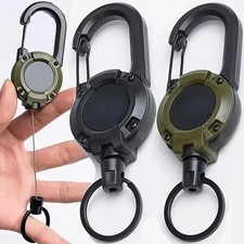 1PC Heavy Duty Retractable Key Chain Steel Wire Rope Carabiner Buckle Key Holder picture