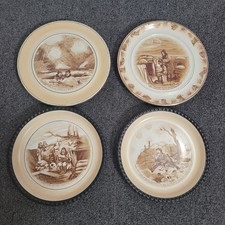 Grimwades Bruce Bairnsfather Old Bill WWI Cartoon Plates Set of 4 Sepia England picture