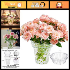 Large Thickened Glass Vase - 6.1in Wide Mouth Ribbed Rhombus for Bouquets & Hydr picture
