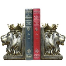 Vintage Gold Lion Bookends - Animal Decorative Shelf Accessories, Unique Home De picture