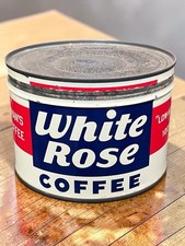 Vintage White Rose Coffee 1 Lb Tin Can Seeman Brothers NY Key Wind Patriotic picture