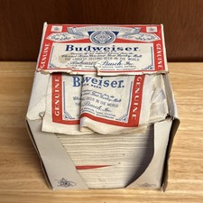 Vintage Budweiser Beer Bar Napkins With Original Box Anheuser Busch INC Mancave picture