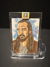 Qui-Gon Jinn 1/1 Auto Sketch Card By Tom Hodges picture