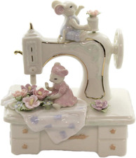 Cosmos 58022 Fine Porcelain Mice and Sewing Machine Musical Figurine, 6-Inch,Mul picture