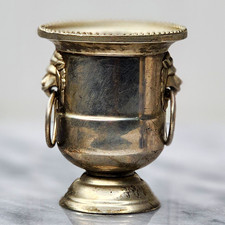 Vintage Sheridan Silver Miniature Urn Toothpick Holder Lion Head Ring Handles picture