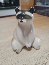 Lomonosov Sitting Raccoon Figurine Hand Painted Porcelain Figure Signed USSR. picture
