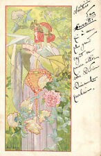 PC ARTIST SIGNED, RIQUER, ART NOUVEAU, FLOWERS, Vintage Postcard (b52163) picture