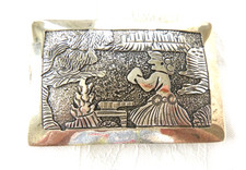 NWT Navajo Elaine Becenti Storyteller Belt Buckle 925 Sterling Silver picture