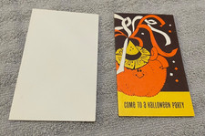 VTG Gibson Come to a Halloween Part Invite Paper Card and Envelope with Cat picture