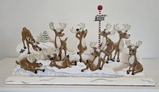 Christmas Vintage 3D Mantlepiece Playful North Pole Reindeer Amazingly Beautiful picture