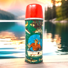 Vintage 1952 Aladdin Angler Thermos No 51 Quart Fishing W/ Stopper & Cups VGUC picture