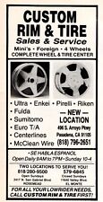 1990 Custom Rim and Tire Rosemead California Vintage Lowrider Print Ad 3x5