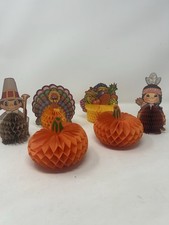 Lot of 6 Vintage Thanksgiving Crepe Honeycomb 1986 Beistle Die Cut Decorations picture