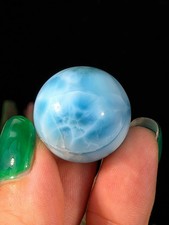 16G AAA LARIMAR SPHERE SMALL CRYSTAL BALL BLUE DOMINICAN STONE GEMSTONE MARBLE picture