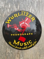 WURLITZER porcelain sign advertising vintage garage 20