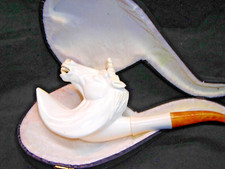 🔴UNSMOKED ARTIST ISMAIL OZEL LARGE MEERSCHAUM PIPE RACING MAJESTIC UNICORN picture