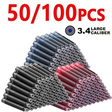 50/100pcs Fountain Pen Ink Cartridges 3.4mm Black Blue Red Universal Refill picture