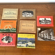 Lot of 7 Vintage European Souvenir Photo View Booklets Rome Lucerne 90 + Photos picture
