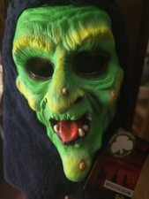 2012 Don Post Hooded Witch Mask Halloween III DayGlo VINYL Silver Shamrock Chip picture