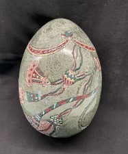Vintage Porcelain Holiday Design Egg w/Moriage Decoration - 6.5 Inches Tall picture